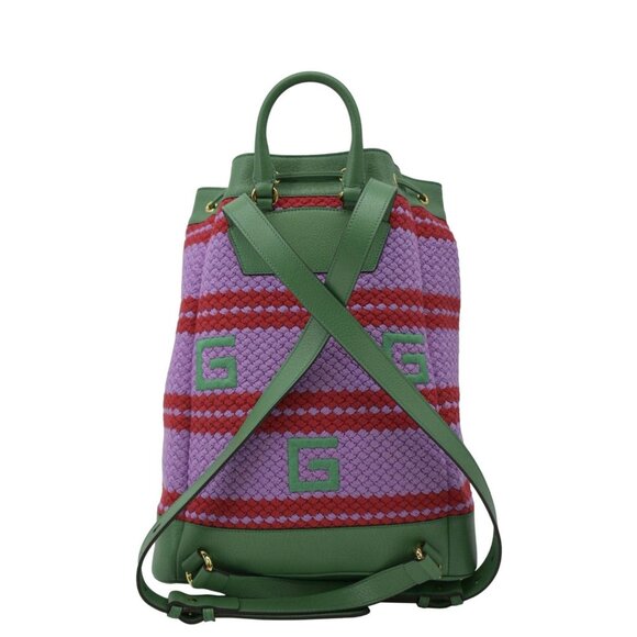 GUCCI  Capri Striped Drawstring Woven fabric Bucket Backpack Bag Multicolor 6636 - Picture 4 of 13